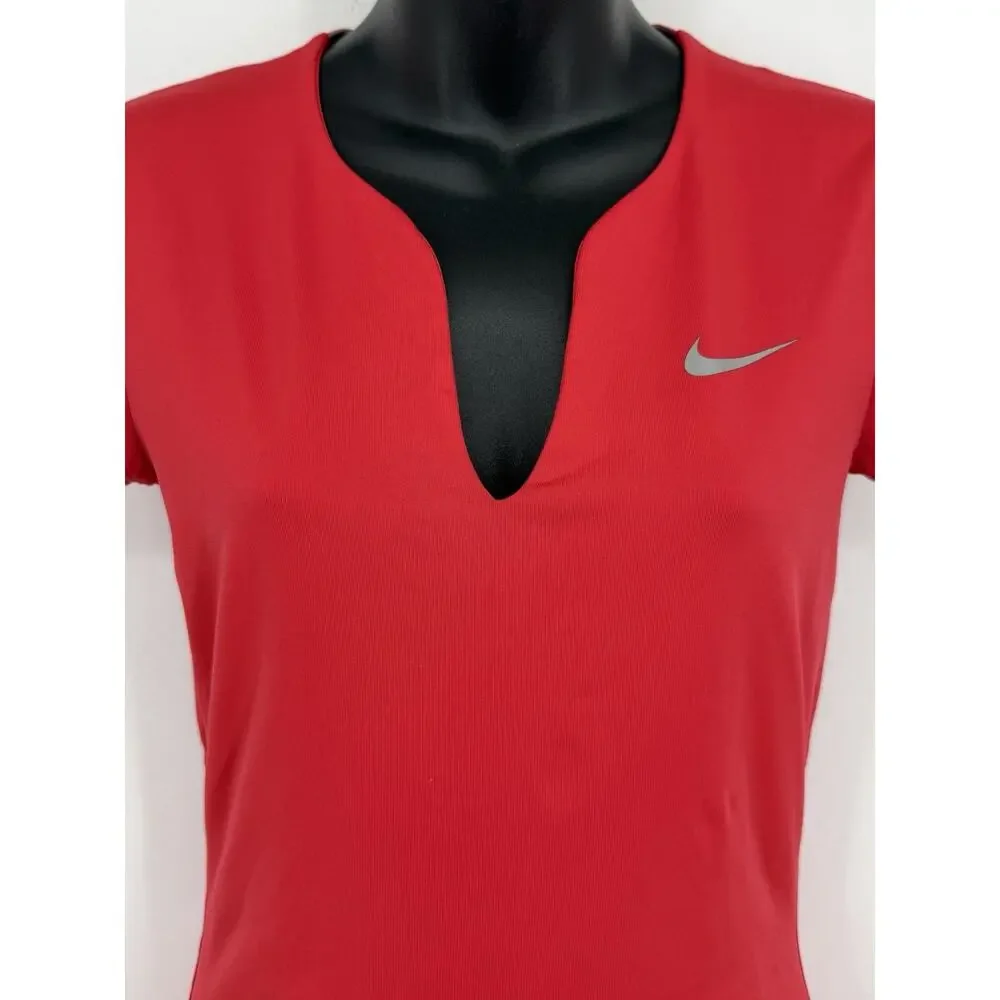 Nike Womens Hot Pink Dri Fit Split Neck Active Top Small Y2K Yoga 2000s Bright - Picture 3 of 10
